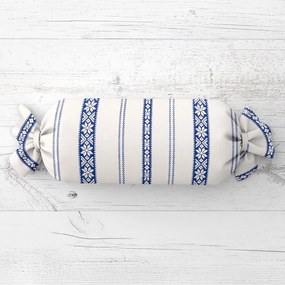 Biante Vankúš valec bonbon Sandra SA-590 Modrý ľudový vzor na bielom 15x40 cm