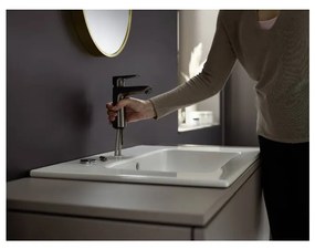 Hansgrohe Talis E - Páková umývadlová batéria 110 s odtokovou súpravou s tiahlom, kartáčovaný čierny chróm 71710340