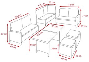 Veľký luxusný ratanový záhradný set Avenberg BARLETTA sivá/svetlosivá