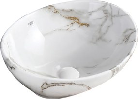 BPS-koupelny Keramické umývadlo na dosku HYD-LO-MAR1-405 40,5x33 cm, biely mramor