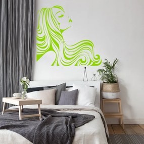 Veselá Stena Samolepka Žena z profilu Farba: zelená, Veľkosť: 60 x 56 cm