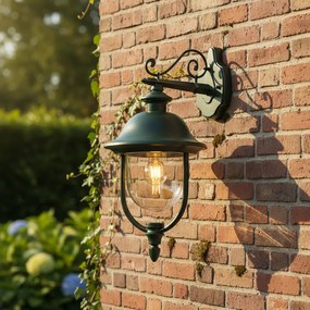 Klasické vonkajšie nástenné svietidlo tmavozelené s čírym sklom IP44 - Genoa