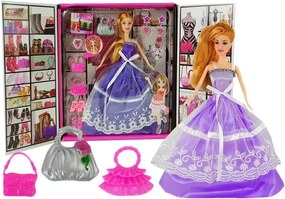 LEAN TOYS Bábika 28 cm s doplnkami - blondína, fialová