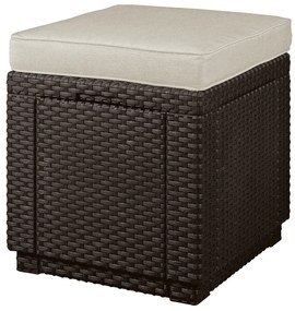 Tmavohnedý záhradný taburet Cube – Keter