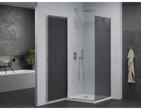 Mexen Pretoria, sprchovací kút 100 (dvere) x 100 (stena) cm, 6mm šedé sklo, chrómový profil + biela sprchová vanička, 852-100-100-01-40-4010