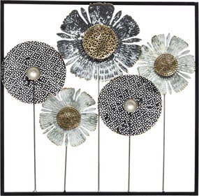 Kovová dekorácia na stenu Flowers 50x50 cm