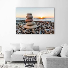 Obraz na plátně Kameny Zen Beach Brown - 60x40 cm