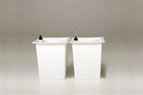 2-set hranatých plastových vložiek so samozavlažovacím setom, 32*29*29 cm, biely
