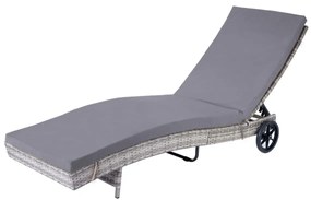 Lehátko HWC-D80, polyratan - sivá, vankúše tmavo šedé