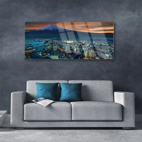 Obraz na akrylátovom skle Mesto hora dmy 125x50 cm