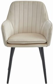 Set dvoch jedálenských stoličiek LUGO zamatové béžové (čierne nohy) 2ks