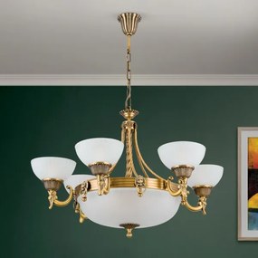 Orion LU 1689/6+3 - Luster na reťazi ROCCA 9xE27/60W/230V pr. 75 cm bronz/biela