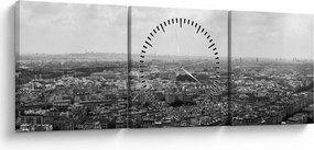 Obraz - Strechy domov v Paríži (s hodinami) (90x30 cm)