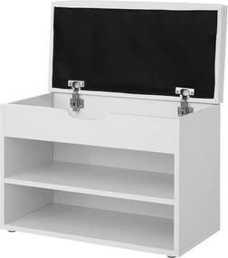 Botník so sklopným polstrovaným sedadlom, biely