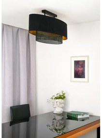 Duolla - Prisadený luster DOUBLE OVAL RATTAN 2xE27/15W/230V čierna/ratan