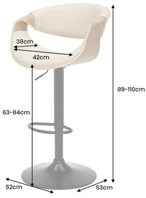 Barová stolička ORGANIC otočná čierna dekor orechového dreva