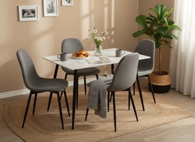 Noela Jedálenský set CERAMON 120 biely + 4x stolička MARIE šedá