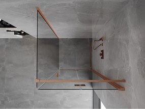 Mexen Mist-F T, 1-krídlový skladací sprchový kút pravý 85 x 85 cm, číre sklo, medený matný profil, 8A6T-085-085-65-00-P