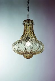 SIRU - Luster na reťazi DOGE 1xE27/60W/230V pr. 30 cm béžová/čierna benátske sklo