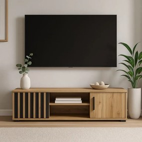 TV skrinka drevená 140 cm, s policou a dvierkami