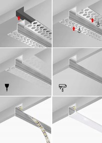 ECOLIGHT Zapustený hliníkový eloxovaný profil - sada 2m