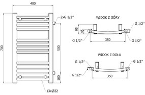 Mexen Ares, vykurovacie teleso 700 x 400 mm, 240 W, bočné pravé a spodné pripojenie, čierne, W102-0700-400-00-70-S