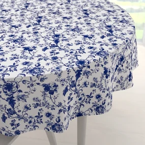 Biante Bavlnený okrúhly obrus Sandra SA-639 Modré kvety na bielom Ø 80 cm
