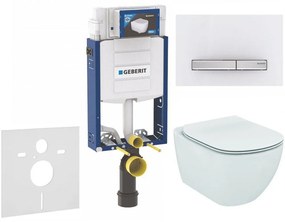 GEBERIT Kombifix súprava 5v1 - inštalačný modul, závesné WC AquaBlade a Softclose Slim sedátko IDEAL STANDARD Tesi, tlačítko Sigma50, 115.788.11.2 (chróm/biela), 110.302.00.5 NU8