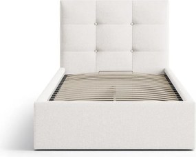 Krémovobiela čalúnená jednolôžková posteľ s úložným priestorom s roštom 90x200 cm Phaedra – Micadoni