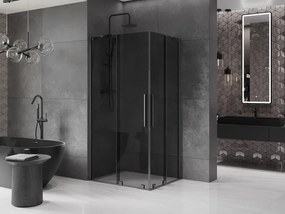 Mexen Velar Duo, sprchový kút s posuvnými dverami 90 x 80 cm, 8mm šedé sklo, grafit brúsený, 871-090-080-42-66