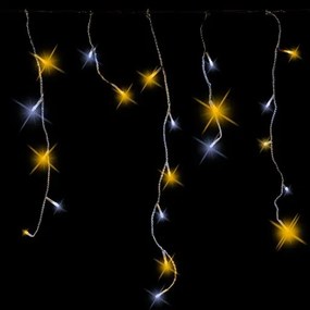 Vianočný svetelný dážď - 15m, 600 LED, teple a studeno biely