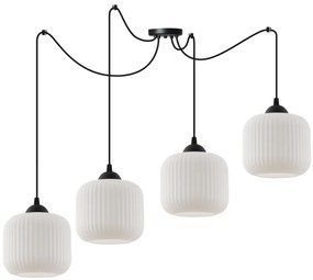 Závesné svietidlo Riffle Spider, 4x biele sklenené tienidlo, b