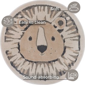 Hanse Home, Detský koberček Adventures 105966 Cream Grey kruh, 100x100 (priemer) kruh, šedá, detská izba