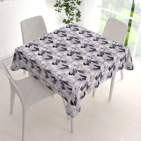 Biante Dekoračný štvorcový obrus PML-034 Biele tulipány na sivom 120x120 cm