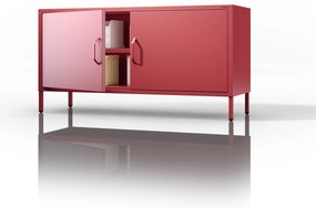 TV skrinka kovová na nožičkách červená, 1150x595x400 mm: ROSA Modern