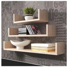 SADA 3x Nástenná polica TRIO dub sonoma