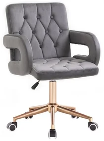 LuxuryForm DESIGN Stolička BOSTON VELUR na zlatej základni s kolieskami - šedá