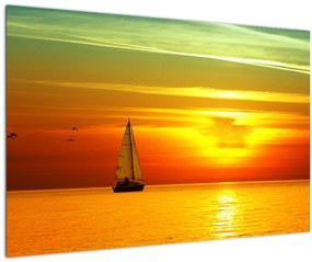 Obraz západu slnka s jachtou (90x60 cm)