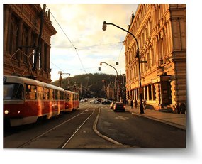Sablio Plagát Električka v historickom meste - 90x60 cm