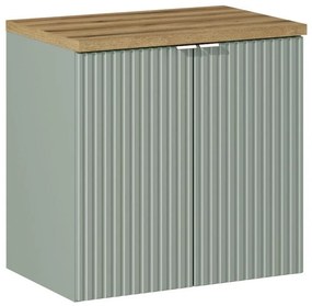 Závesná skrinka Line Reed Green I s doskou 60 cm zelená/dub evoke