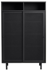 Čierna kovová skrinka s posuvnými dverami 90x140x40 cm Veep – Unique Furniture