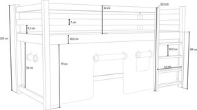 Vyvýšená detská posteľ Kubi - dub, 90x200