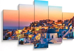 Obraz - Santorini pri zotmení (150x105 cm)