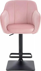 LuxuryForm DESIGN Barová stolička AVOLA VELUR na čiernej hranatej podstave - svetlo ružová