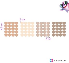 Srdiečka v neutrálnych farbách - nálepky na stenu