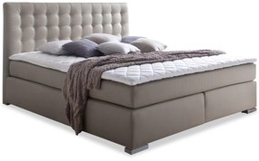 Posteľ Boxspring hnědá 180x200 cm, eko koža