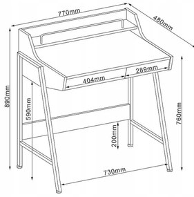 Písací stôl v dekore dub B-168
