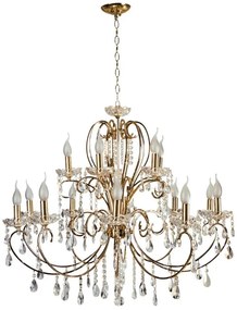 Candellux Zlatý krištáľový luster Aurora pre žiarovku 15x E14 30-99801