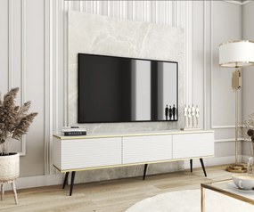 Závěsný televizní stolek Oro MDF 175 cm  bílý/zlatý