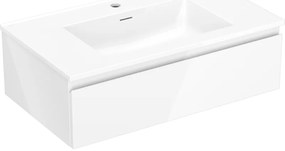 Mexen Orio, kúpeľňová skrinka 80 cm s umývadlom Otis, 1 zásuvka, biela lesklá, 91A10-08023-1-BF00-W18M00